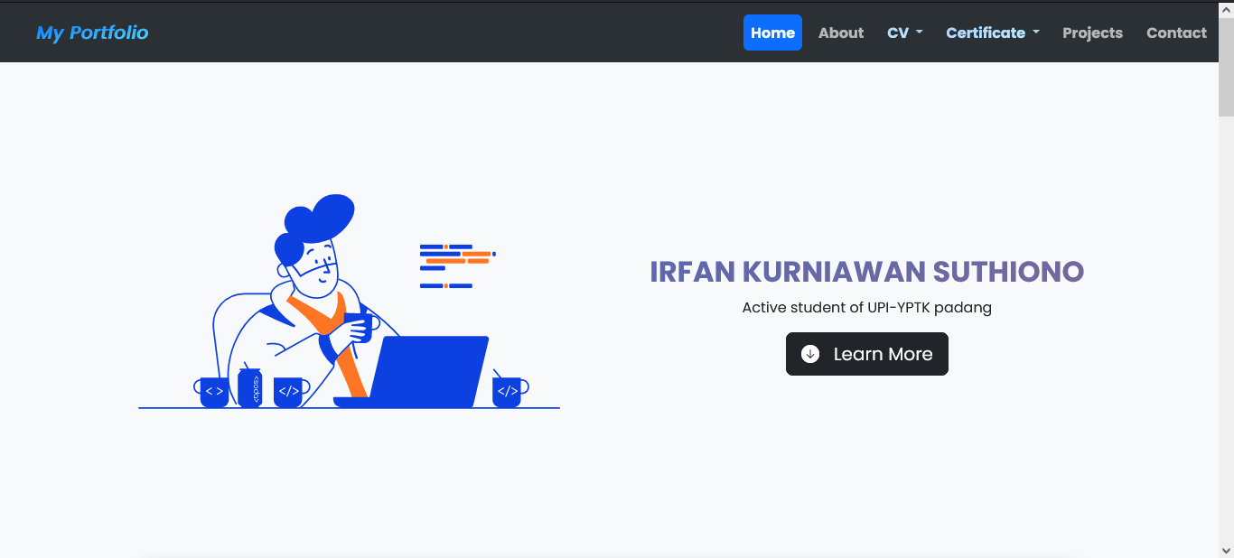 portfolio website sekarang